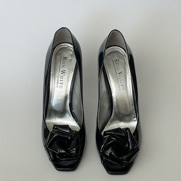 Ron White Signature, black patent (size 38.5), peep-toe with bow detail - Picture 2 of 8